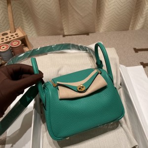 hermes Lindy mini 琳迪 TC Clemence皮 6W薄荷绿 金扣