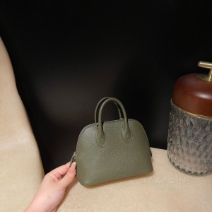 hermes bolide mini 18cm 保龄球 山羊皮Chevre V6丛林绿金扣(爱马仕保龄球包哪个颜色好)