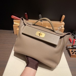 hermes kelly 2424 29cm togo皮拼swift皮 18大象灰 金扣(爱马仕 大象灰金扣)