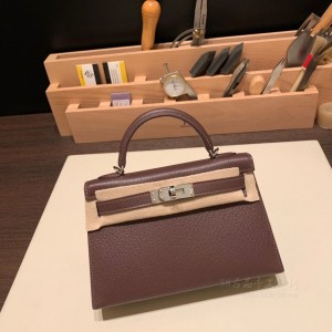 hermes mini kelly 19cm 二代 山羊皮Chevre 41哈瓦那内拼橘瓷色