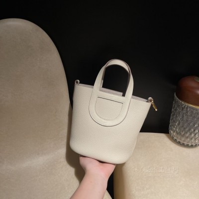 hermes In the loop 猪鼻子菜篮子 TC Clemence皮拼<strong>Swift</strong>皮  10奶昔白(爱马仕猪鼻子包刻印在哪看) 细节图