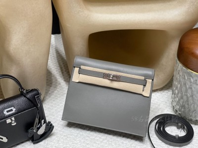 hermes kelly Danse 跳舞包 <strong>Swift</strong>皮 0L积雨云灰 银扣(爱马仕dance bag)