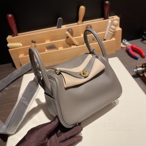 hermes Lindy mini 琳迪 TC Clemence皮 8F锡器灰 金扣