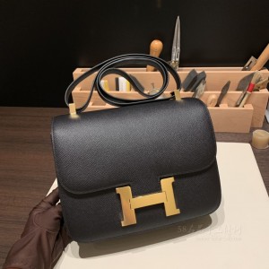 hermes Constance 24cm 康康 空姐包 epsom皮 89黑色 金扣(爱马仕空姐包什么价格)