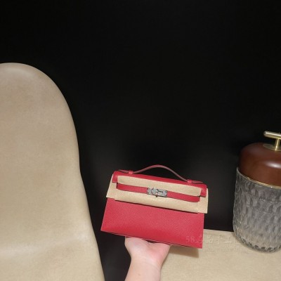 hermes mini kelly Pochette 21cm 一代 epsom皮 Q5中国红 银扣(hermes <strong>Swift</strong>皮) 尺寸