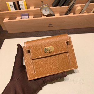 hermes kelly pocket 凯莉卡包 epsom皮 37金棕 金扣(hermes凯莉包包价格) 官网