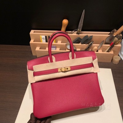 hermes birkin 25cm 铂金包 <strong>togo</strong>皮 B5宝石红 金扣(爱马仕铂金包扣是金的吗)