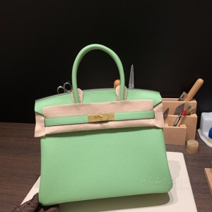 hermes birkin 30cm 铂金包 togo皮 3I牛油果绿 金扣(hermes小牛皮手提铂金包)