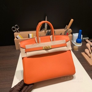 hermes birkin 25cm 铂金包 togo皮 93橙色 金扣(爱马仕铂金包开箱视频)