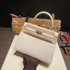 hermes kelly 25cm 凯莉包 epsom皮 10奶昔白 金扣(爱马仕凯莉包的正确背法)