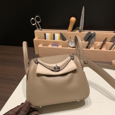 hermes Lindy mini 琳迪 <strong>Swift</strong>皮 18大象灰 银扣(爱马仕mini kelly二代大象灰)