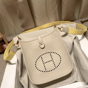 hermes Evelyne mini 16cm 伊芙琳TC Clemence皮 10奶昔白 金扣