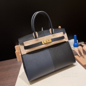 hermes birkin Casaque 30cm 三拼色 89黑色印度蓝 0F弗里达蓝 金扣(爱马仕佛利达蓝)