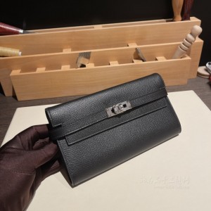 hermes kelly wallet 凯莉长款钱包 epsom皮 89黑色 银扣(爱马仕凯莉包的正确背法) 价格