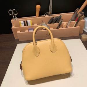 hermes bolide mini 18cm 保龄球 山羊皮Chevre 1S 麦垛黄 银扣(爱马仕保龄球包需要配货吗)