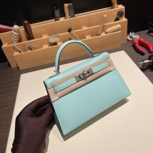 hermes mini kelly 19cm 二代 山羊皮Chevre 79 湖水蓝