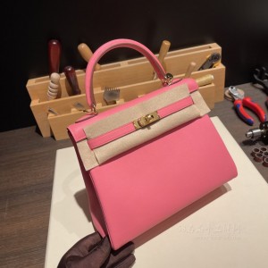 hermes kelly 25cm 凯莉包 swift皮 8W唇膏粉8W(爱马仕凯莉包25和28哪个好)