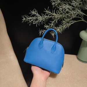 hermes bolide mini 18cm 保龄球 evercolor皮 0F弗里达蓝内拼0D墨西哥粉 金扣(amf保龄球)