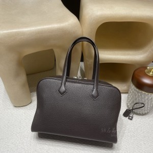 hermes Victoria 35cm 维多利亚 TC Clemence皮 46乌木色银扣 高仿