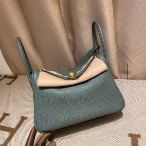 hermes Lindy 26cm 琳迪 TC Clemence皮 Vert Amande 63杏绿