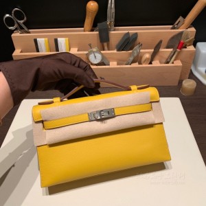 hermes mini kelly Pochette 21cm 一代 swift皮 9D琥珀黄 银扣(爱马仕 琥珀金) 尺寸