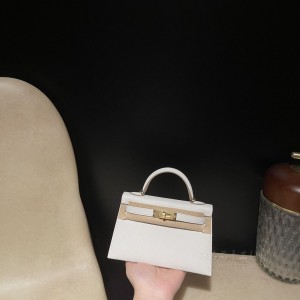 hermes mini kelly 19cm 二代 epsom皮 M4 gris pale 奶灰色(hermes mini lady)