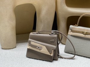 hermes kelly desordre 双面凯莉 epsom皮 18大象灰 银扣 高仿