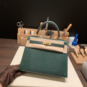 hermes kelly 25cm 凯莉包 lizard蜥蜴皮 2Q英国绿 金扣(hermes凯莉包mini)