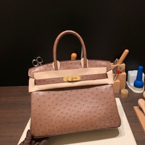 hermes birkin 30cm 铂金包 南非KK鸵鸟皮ostrich Etoupe 18大象灰 金扣