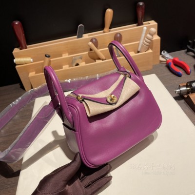 hermes Lindy mini 琳迪 <strong>Swift</strong>皮 P9海葵紫 金扣