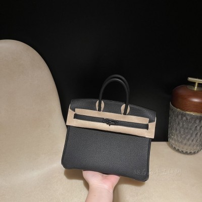 hermes birkin 25cm 铂金包 <strong>togo</strong>皮 89黑色 黑扣so black