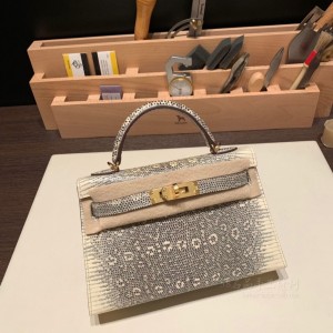 hermes mini kelly 19cm 二代 lizard蜥蜴皮 1B雪花自然色原色 金扣(爱马仕蜥蜴皮 喜马拉雅)