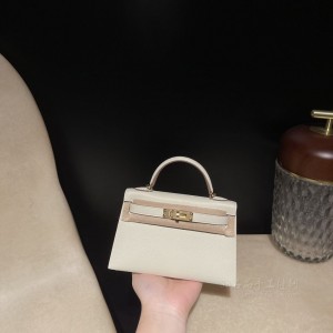 hermes mini kelly 19cm 二代 epsom皮 10奶昔白 金扣