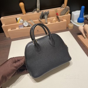 hermes bolide mini 18cm 保龄球 山羊皮Chevre 89黑色金扣(爱马仕保龄球包怎么样值得买吗)