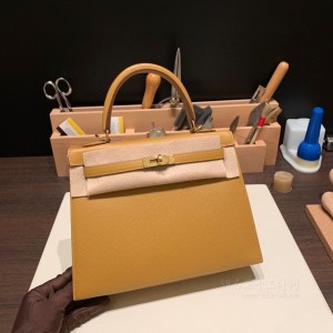 hermes kelly 25cm 凯莉包 epsom皮 2S芝麻色 金扣(爱马仕凯莉包内部细节)