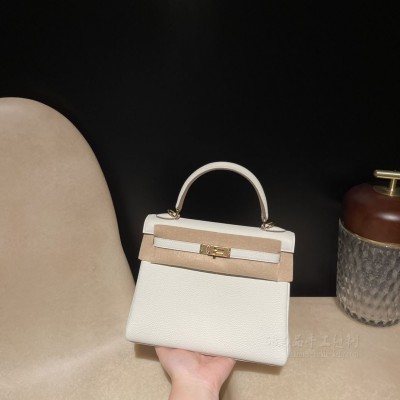 hermes kelly 25cm 凯莉包 <strong>togo</strong>皮 0T蘑菇白 金扣(爱马仕凯莉包二代mini凯莉包价格)