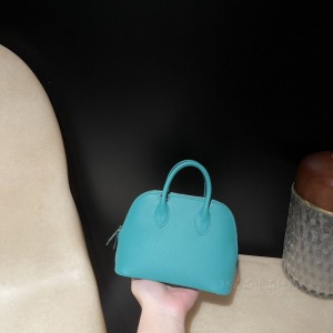 hermes bolide mini 18cm 保龄球 evercolor皮 7F孔雀蓝内拼Z6孔雀绿银(爱马仕保龄球包需要配货吗)