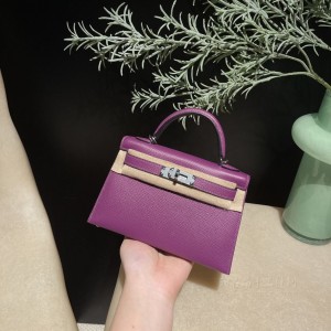 hermes mini kelly 19cm 二代 epsom皮 P9海葵紫 银扣