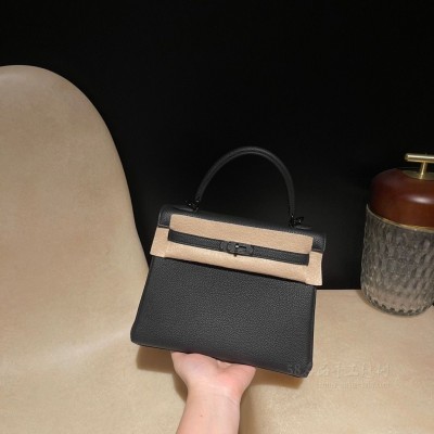 hermes kelly 25cm 凯莉包 <strong>togo</strong>皮 89黑色 黑扣so black(hermes凯莉包mini)