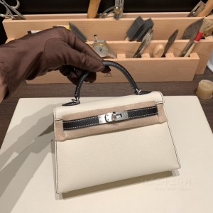 hermes mini kelly 19cm 二代 epsom皮 10奶昔白 89黑 银扣(hermes mini pop h)