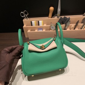 hermes Lindy mini 琳迪 TC Clemence皮 1K竹子绿 金扣(爱马仕琳迪包辨别真假)