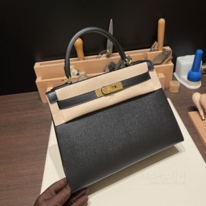 hermes kelly 28cm 凯莉包 epsom皮 89黑色 金扣(爱马仕凯莉包内部细节)