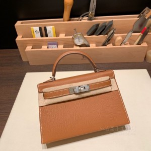 hermes mini kelly 19cm 二代 epsom皮 37金棕 银扣(爱马仕birkin25金棕色)