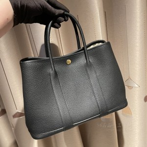 hermes Garden Party 30cm 花园包 Negonda皮 89黑色Noir 金扣(爱马仕花园包细节辨别)