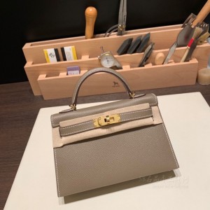 hermes mini kelly 19cm 二代 epsom皮 18大象灰 金扣(爱马仕birkin大象灰金扣)