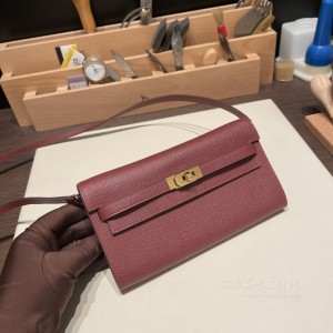 hermes kelly to go epsom皮 55爱马红 金扣 细节图