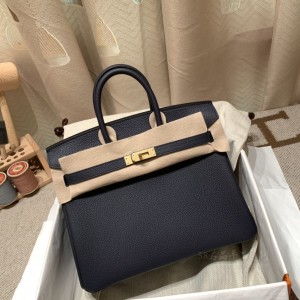 hermes birkin 25cm 铂金包 togo皮 2Z午夜蓝 金扣(hermes铂金包价格)