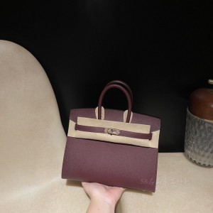 hermes birkin Sellier 25cm epsom皮 外缝 0G马鞍红 玫瑰金扣(爱马仕birkin玫瑰金扣价格)