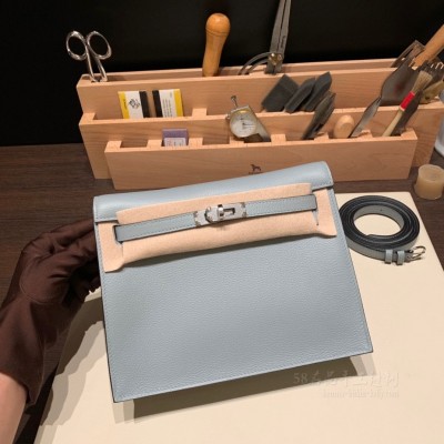hermes kelly Danse 跳舞包 <strong>Evercolor</strong>皮 8U冰川蓝(爱马仕跳舞包价格)