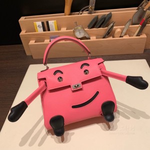 hermes kelly doll 千禧娃娃包 swift皮 8W唇膏粉拼89黑色银扣